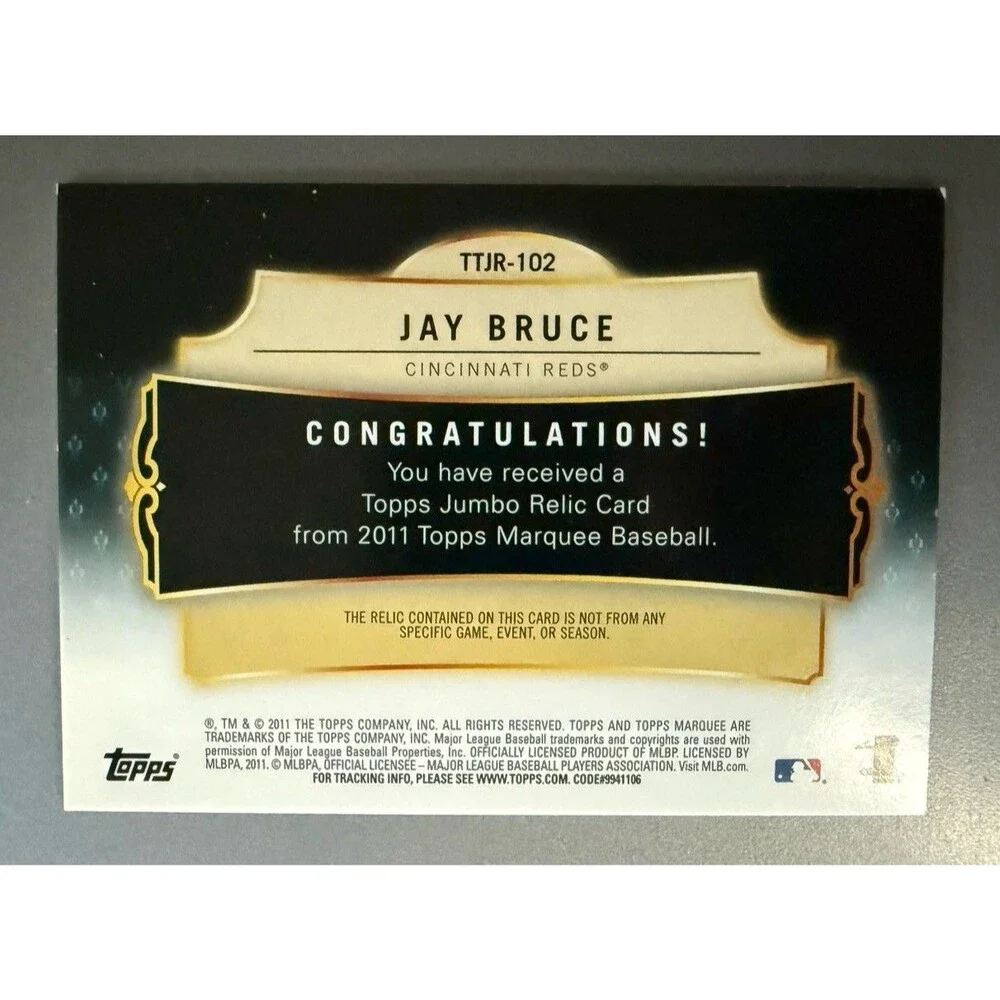 2011 topps marquee titanic threads Jay Bruce Jumbo Jersey Patch /99